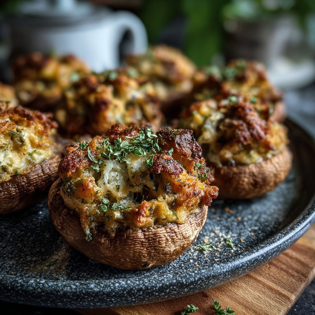 Gefüllter Pilz knusprige Reis Tassen