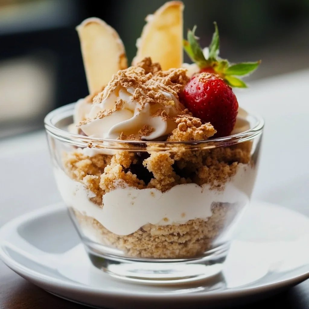 Bratapfel-Crumble mit Zimtcreme im Glas