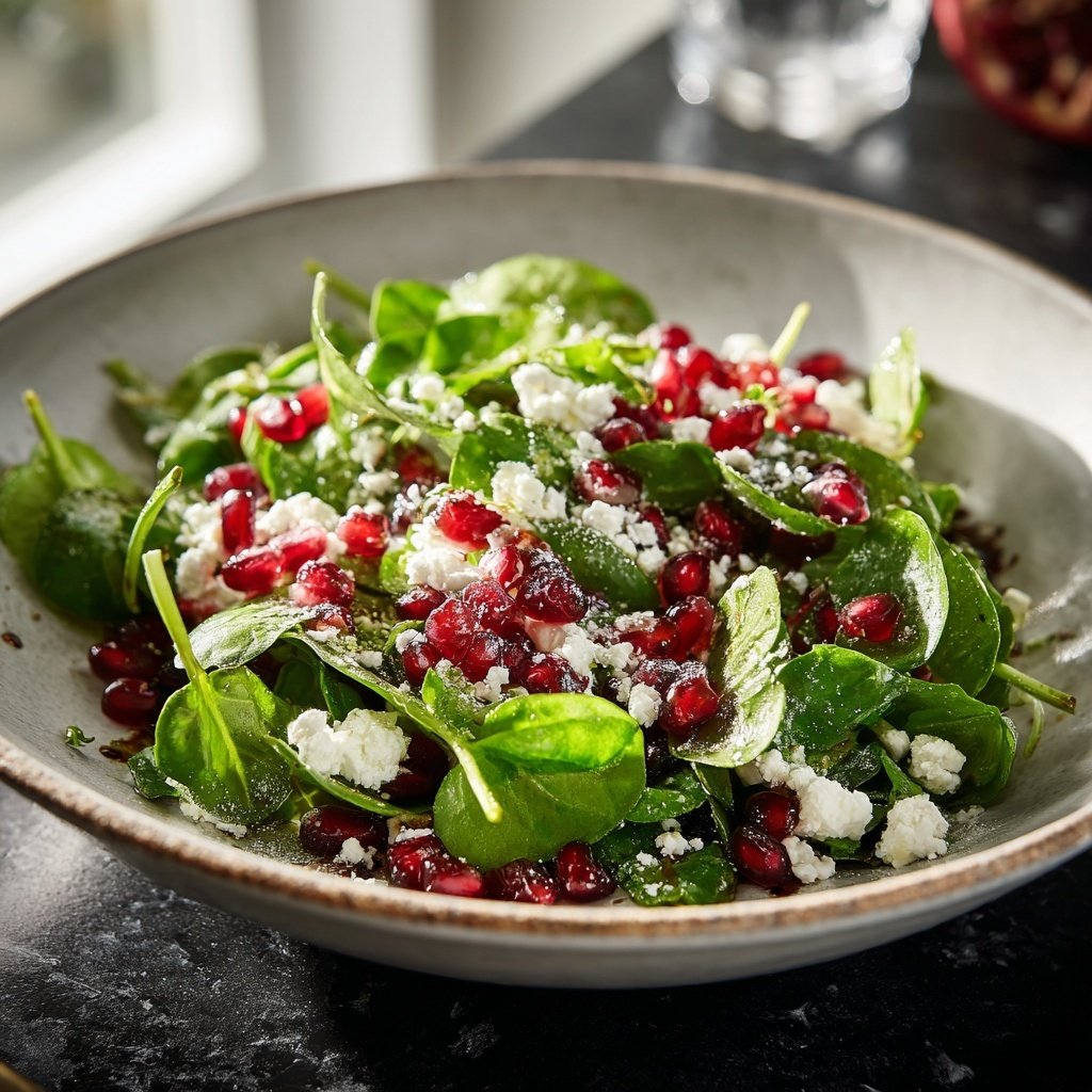 Wildkräutersalat mit Granatapfel und Feta