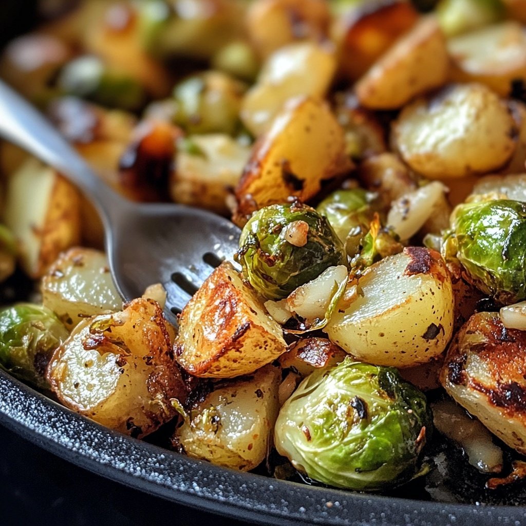 Knoblauch-Rosenkohl-Kartoffeln