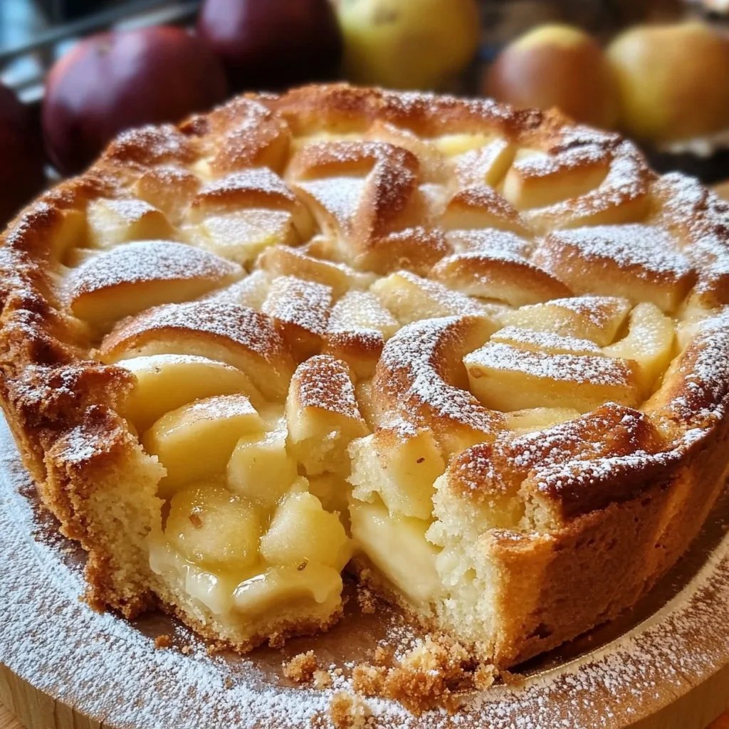Saftiger Apfelkuchen mit Vanillepudding