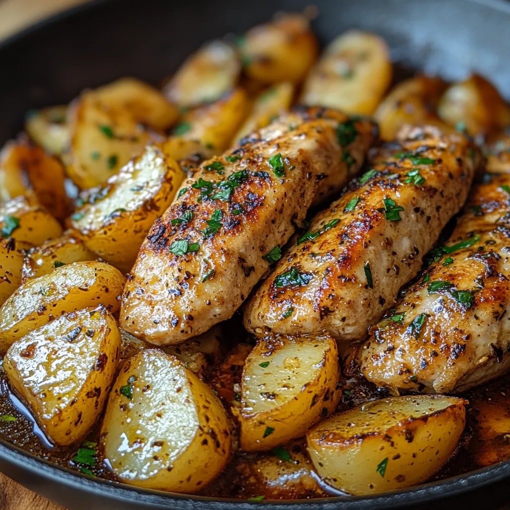 Hähnchen und Kartoffeln in Knoblauchbutter aus der Pfanne: Ein Unglaubliches Ultimatives Rezept für 4 Personen