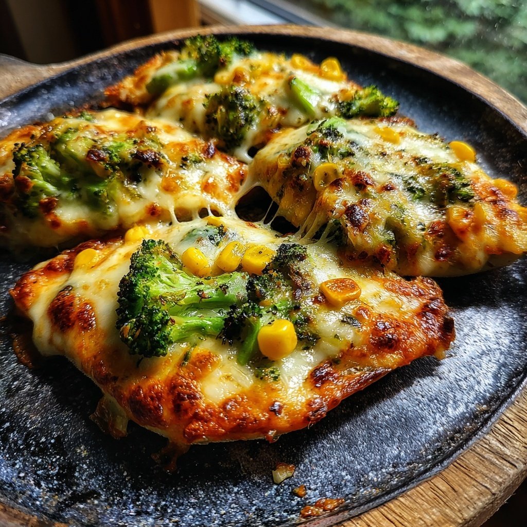 Raclette-Pfännchen mit Brokkoli, Mais und Käsehaube​