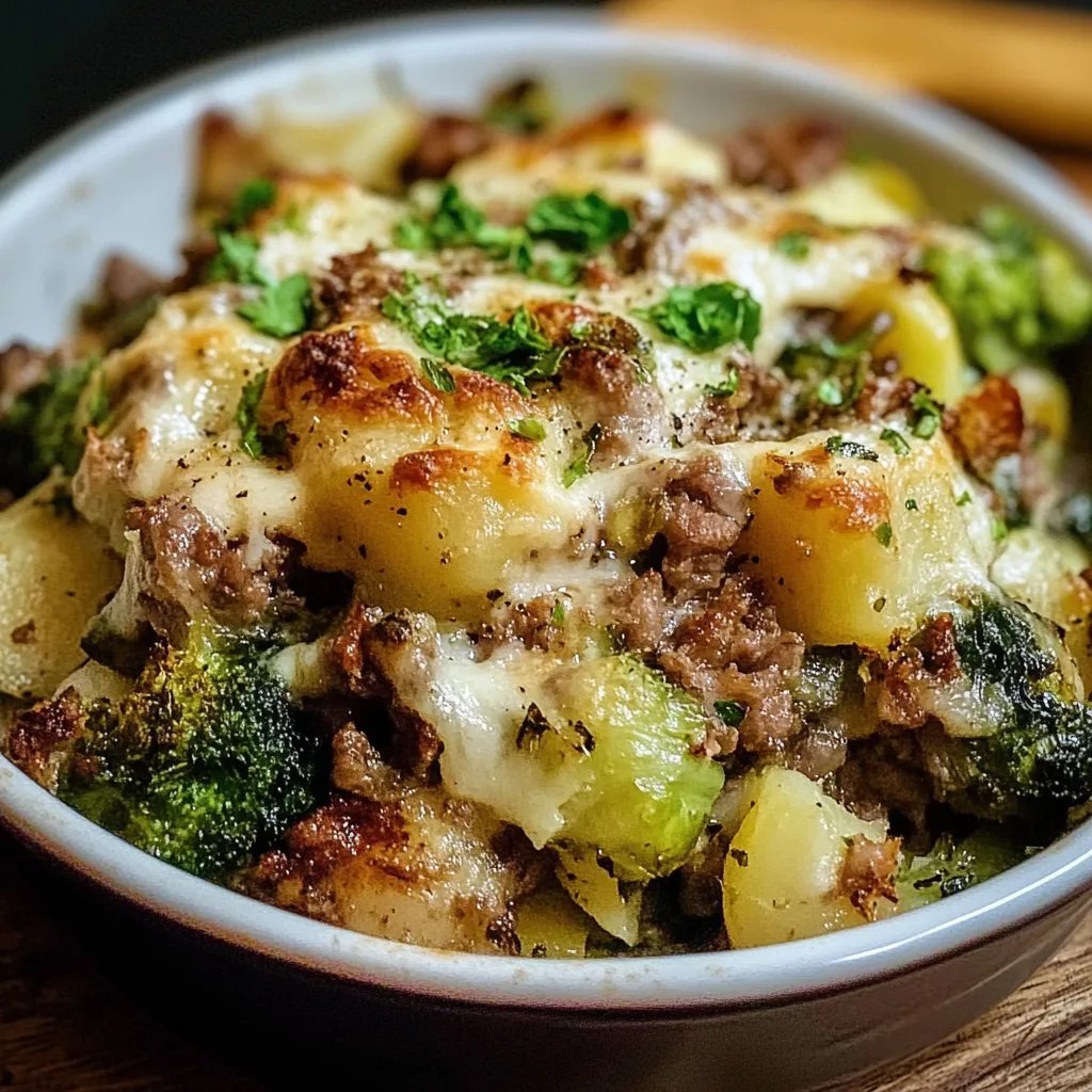 Rosenkohl-Auflauf mit Kartoffeln und Hackfleisch