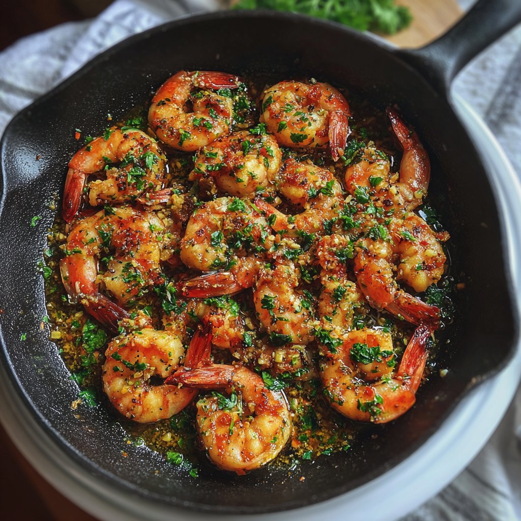 Einfache Knoblauch-Kräuter-Garnelen