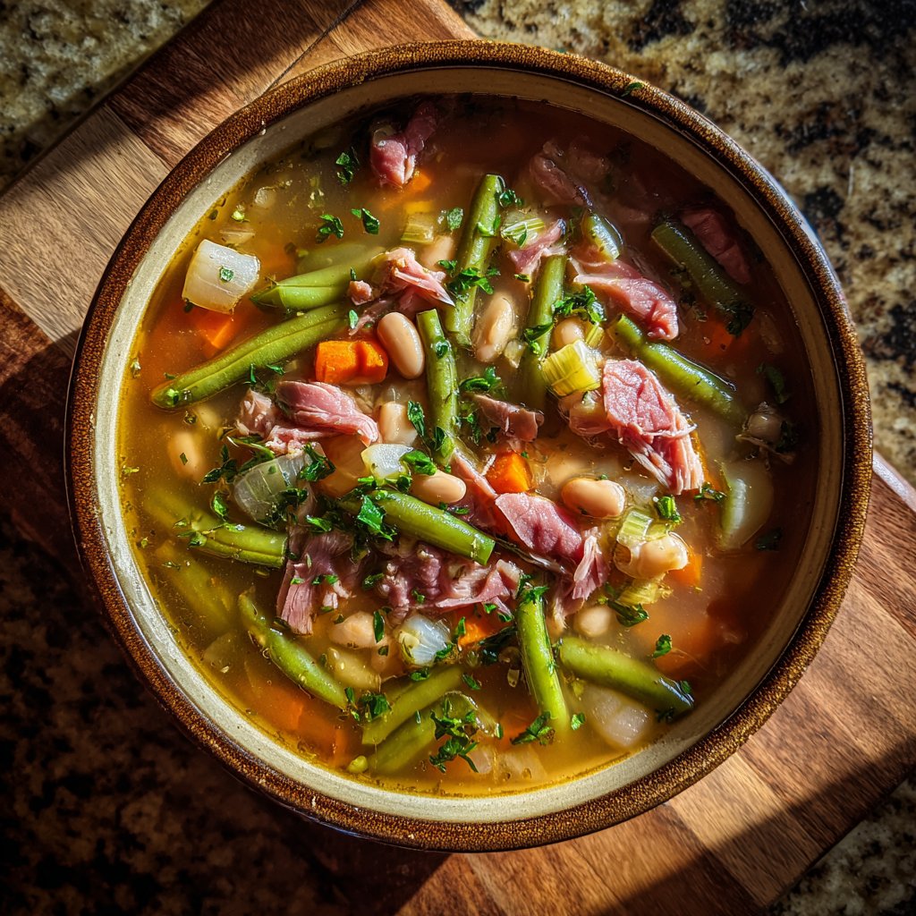 Langsam gegarte Schinken-Bohnen-Suppe