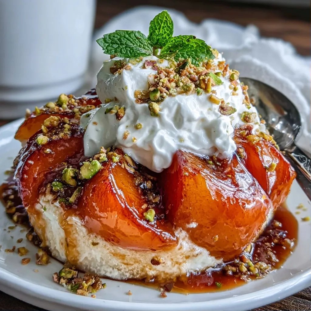 Pfirsich Dessert mit Creme
