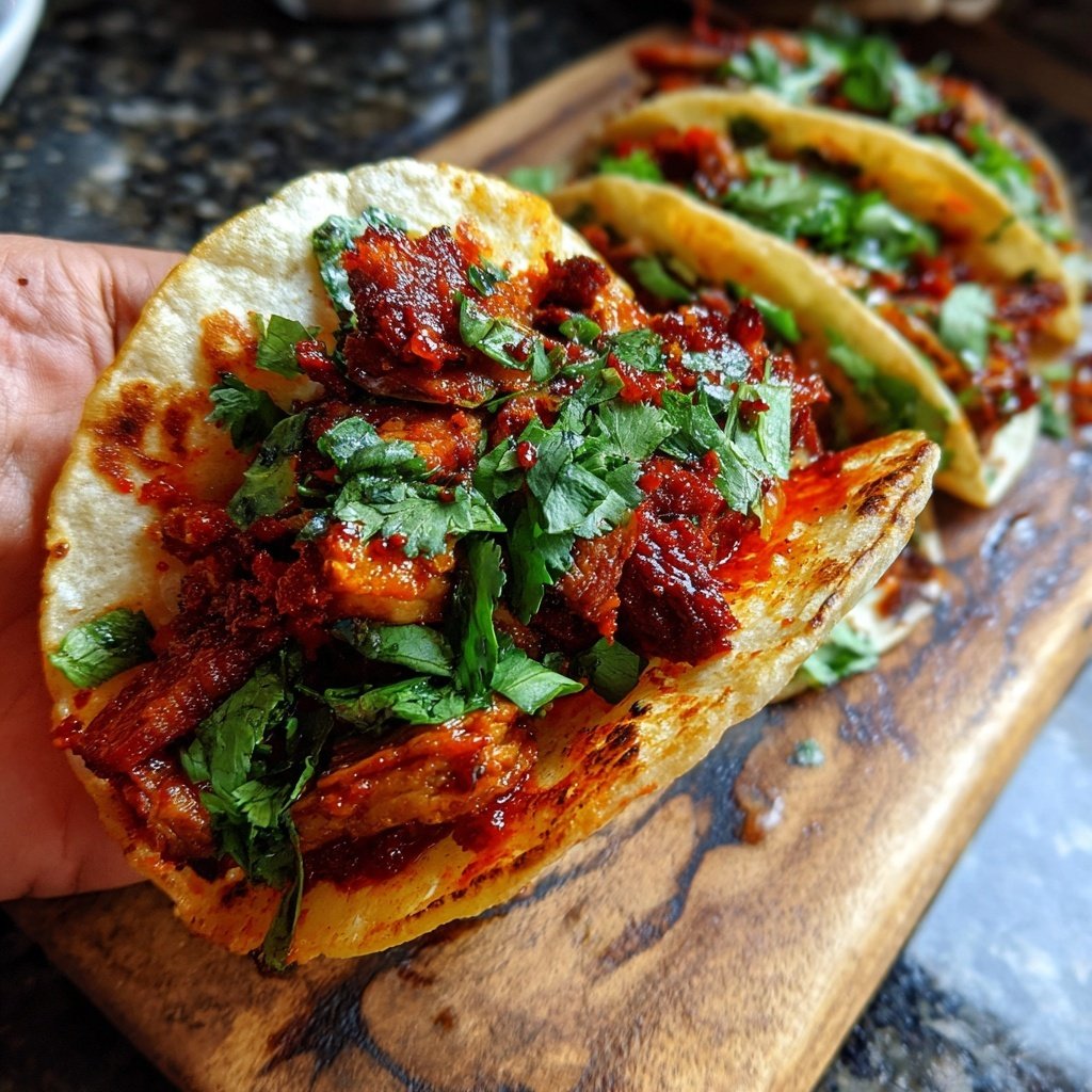 Koreanischer Gochujang Tacos knuspriges Schweinefleisch