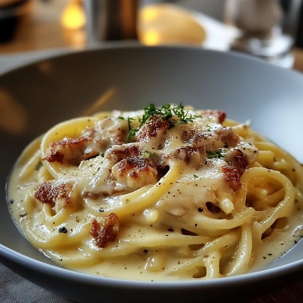 Knuspriges Hähnchen mit cremiger Pasta