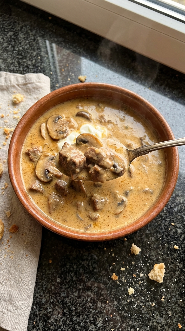 Cremige Rind Stroganoff Suppe