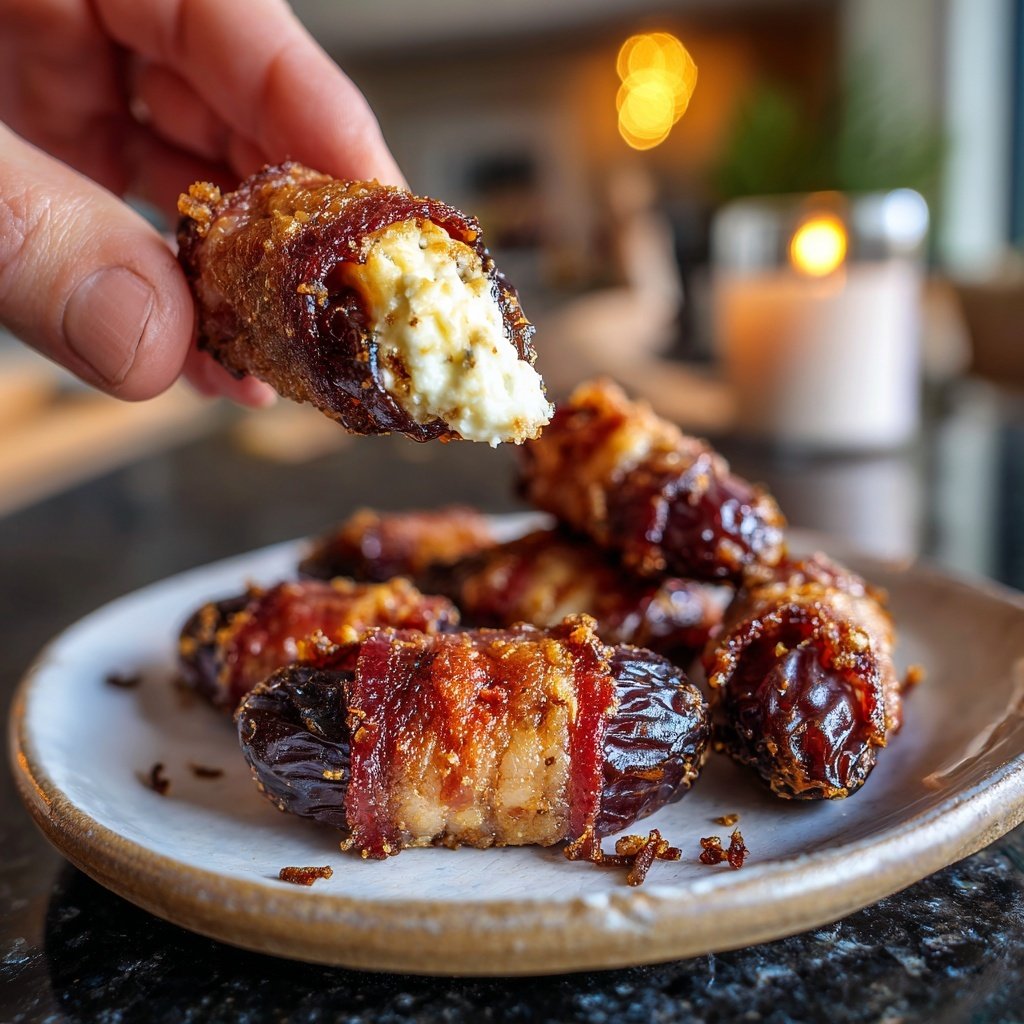 Gefüllte Datteln mit Speckmantel