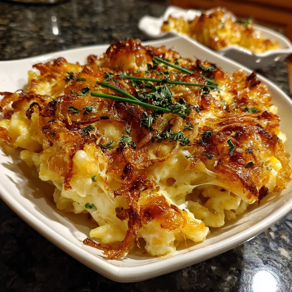 Käsespätzle mit Röstzwiebeln und Schnittlauch