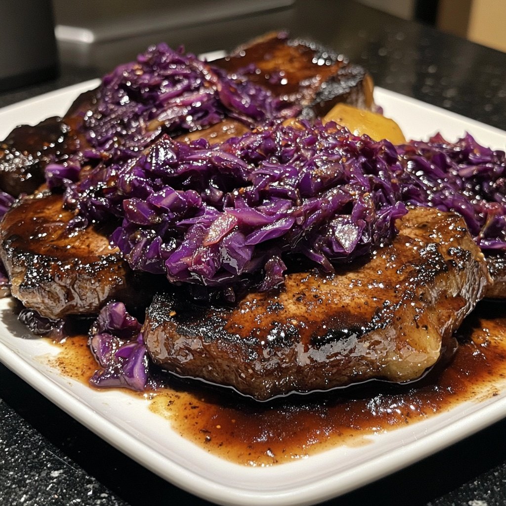 Rotkohl-Steaks mit Kartoffeln