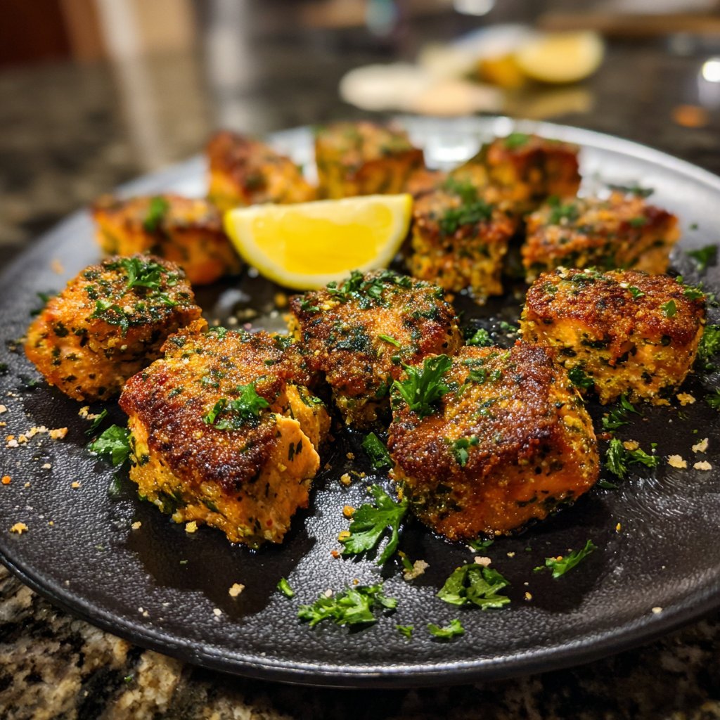 Herzhafte Kräuter-gekrustete Lachs-Bites