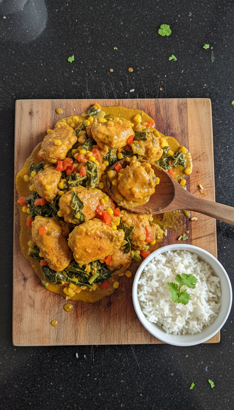 Soul Food Hühnchen Curry Mahlzeit