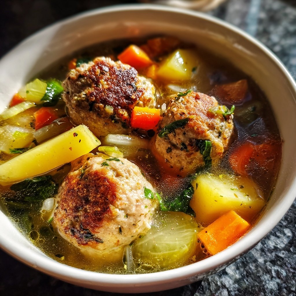 Fleischbällchen Suppe mit Saison Gemüse