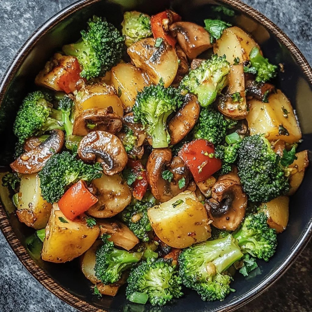 Brokkoli-Kartoffel-Pfanne mit Pilzen