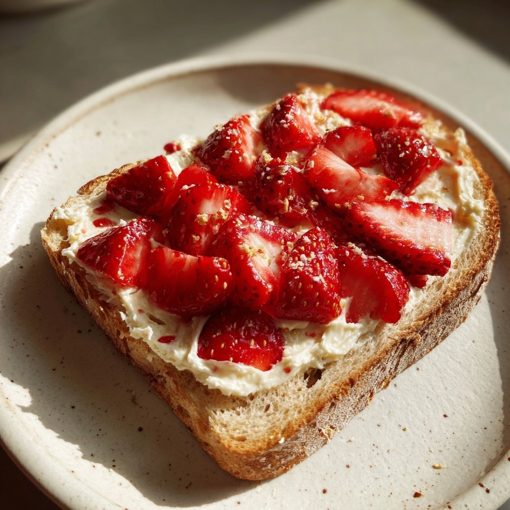Geschlagene Erdbeerbutter auf Toast