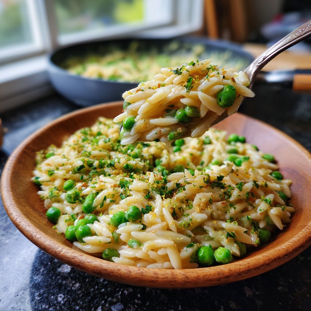 Cremiges Frühlings-Erbsen-Orzo